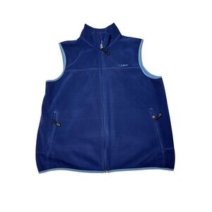 L.L.Bean Mens Fleece Vest Full‎ Zip Blue Sleeveless Outdoor Activewear LG